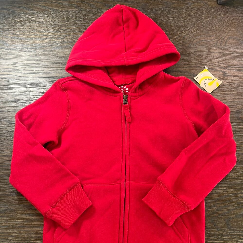 Primary Cozy Fleece Zip Hoodie, Size 4-5, Cherry, NWOT
